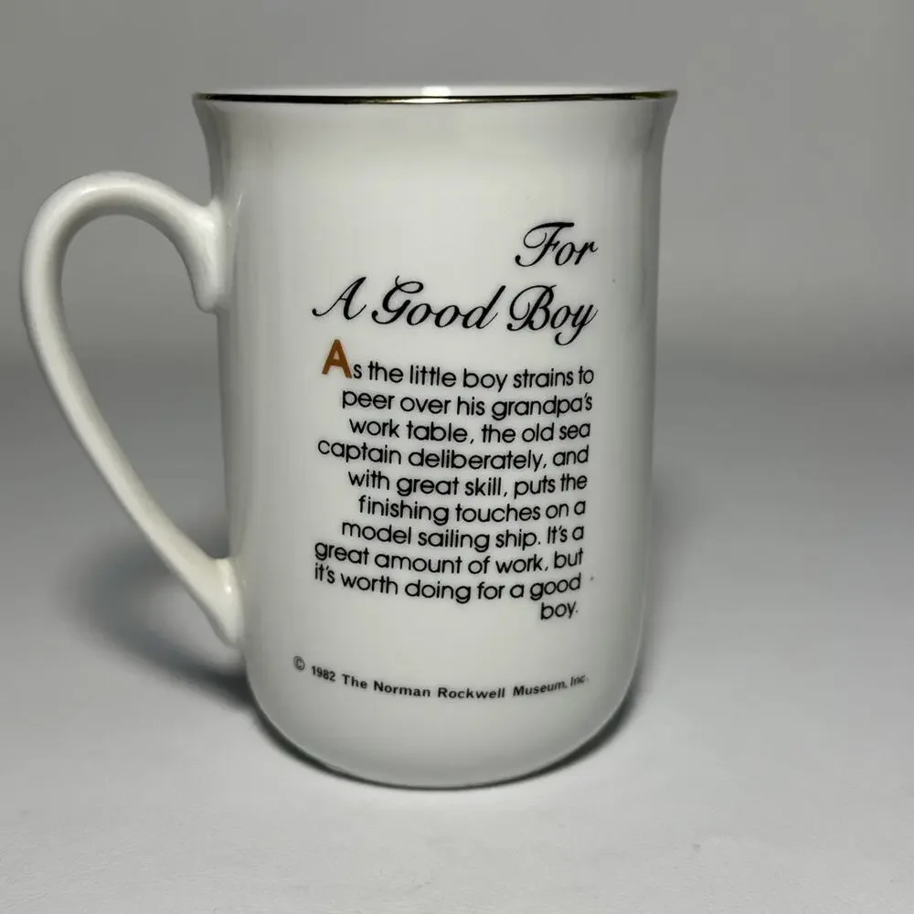 Norman Rockwell Collectible Mugs Set of 5 22K Gold Trim Vintage 1980s EUC